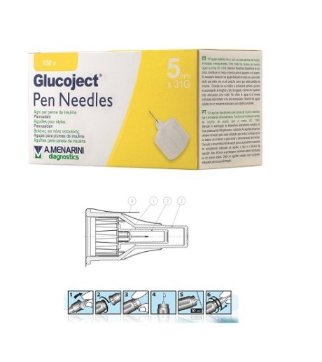 GLUCOJECT PEN NEEDL 5MM G31 100P