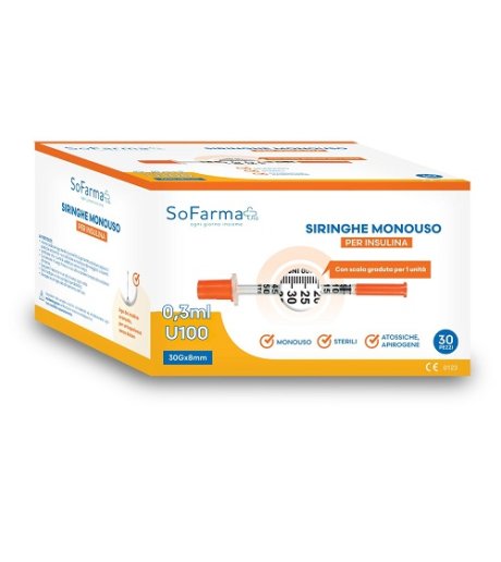 SIRINGA INSULINA 0,3ML 30PZ SF+ SIRINGA INSULINA 0,3ML 30PZ SF+